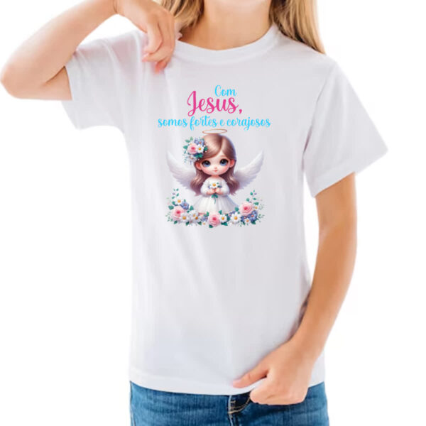 Camiseta Infanto Juvenil Anjo com Jesus - Imagem 3