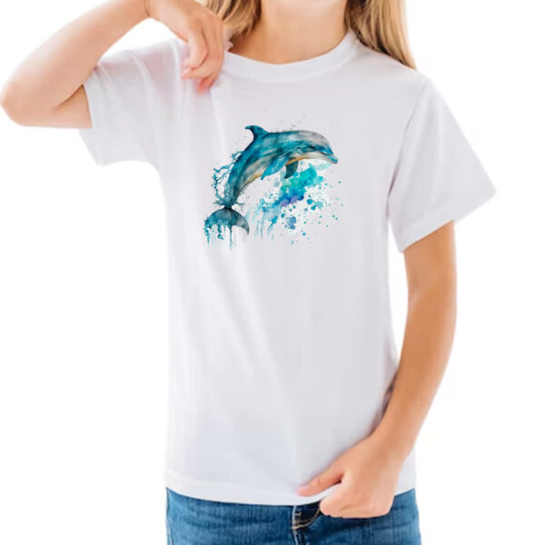 Camiseta Infanto Juvenil Golphinho aquarela 02 - Imagem 3