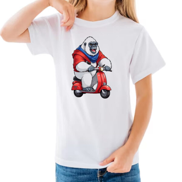 Camiseta Infanto Juvenil Gorila albino na scooter - Imagem 3