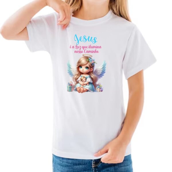Camiseta Infanto Juvenil Anjo luz iluminando - Imagem 3