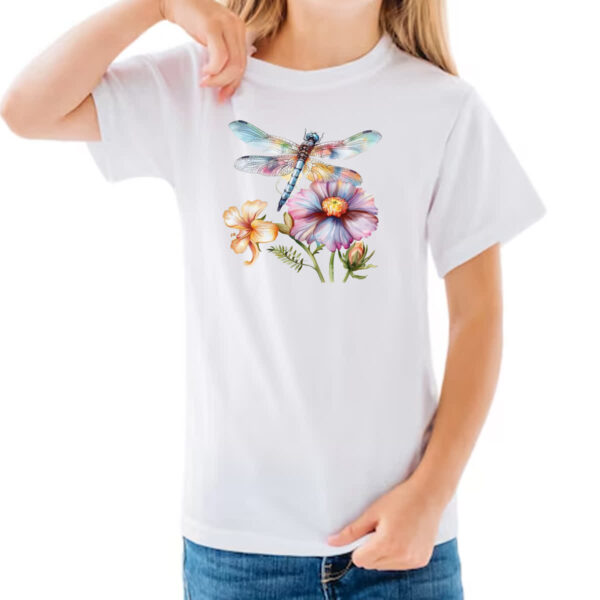 Camiseta Infanto Juvenil Libelula na flor - Imagem 3
