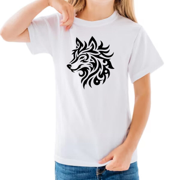 Camiseta Infanto Juvenil Lobo silhueta tribal - Imagem 3