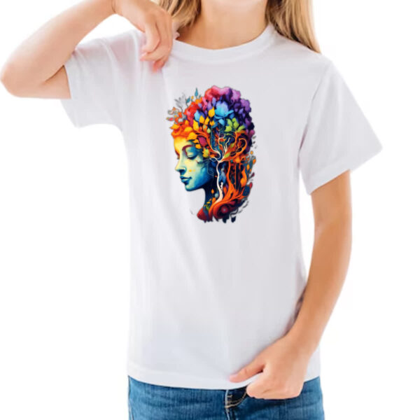 Camiseta Infanto Juvenil Mae Natureza Aquarela Arte - Imagem 3