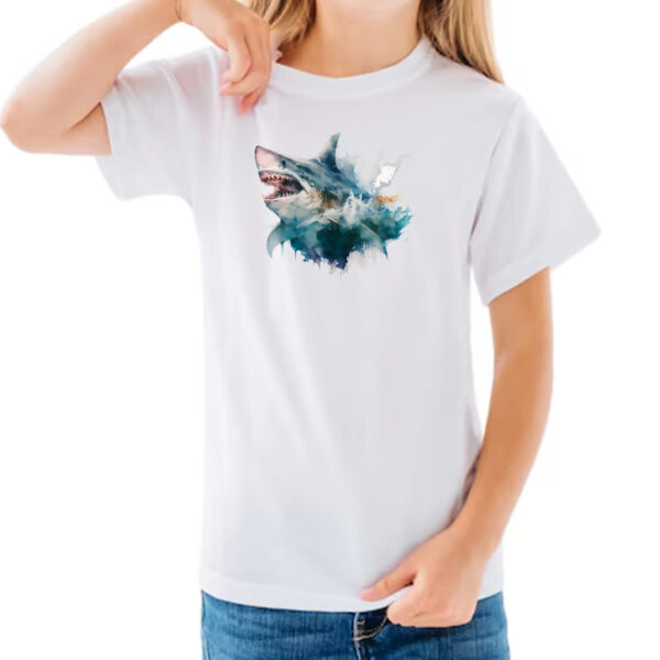 Camiseta Infanto Juvenil Megalodonte aquarela 2 - Imagem 3