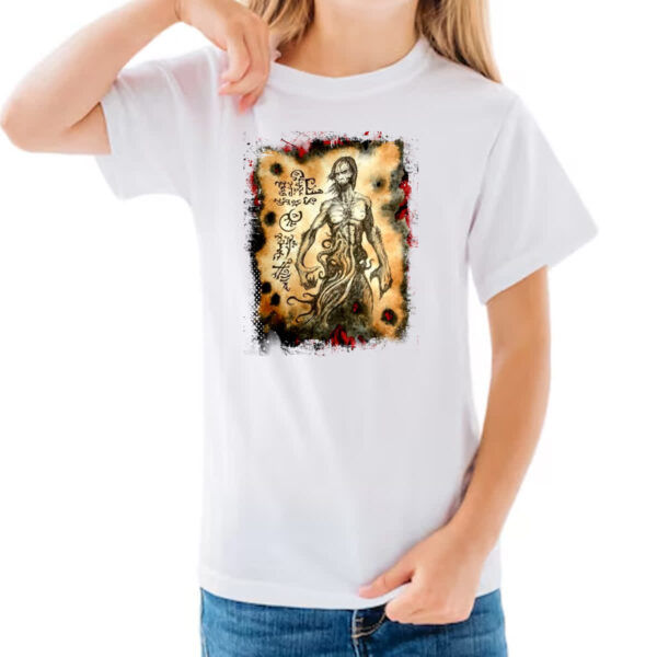Camiseta Infanto Juvenil Necronomicon Fragmento Cthulhu Larp - Imagem 3