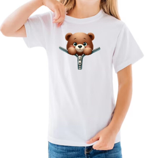 Camiseta Infanto Juvenil Urso no ziper - Imagem 3