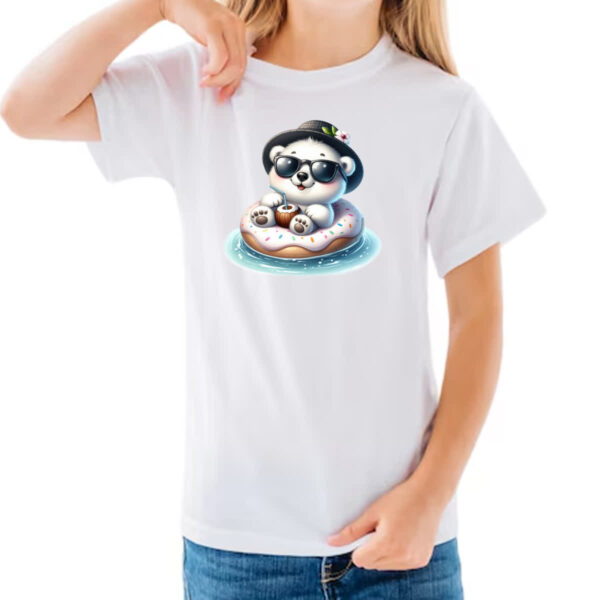 Camiseta Infanto Juvenil Urso polar na boia - Imagem 3