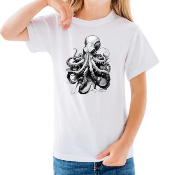 Camiseta Infanto Juvenil Octopus desenho tatoo style - Imagem 3