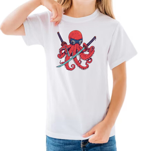 Camiseta Infanto Juvenil Octopus samurai - Imagem 3