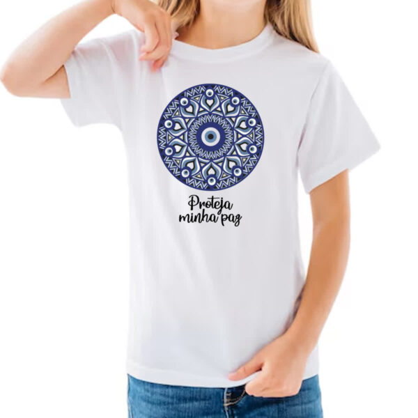 Camiseta Infanto Juvenil Olho grego proteja minha paz - Imagem 3