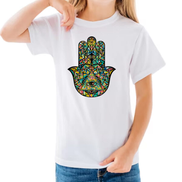 Camiseta Infanto Juvenil Olho mao Hamsa - Imagem 3