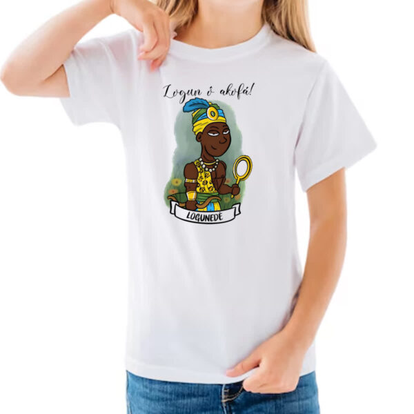 Camiseta Infanto Juvenil Orixas Cartoon Logunede Logun o akofa - Imagem 3