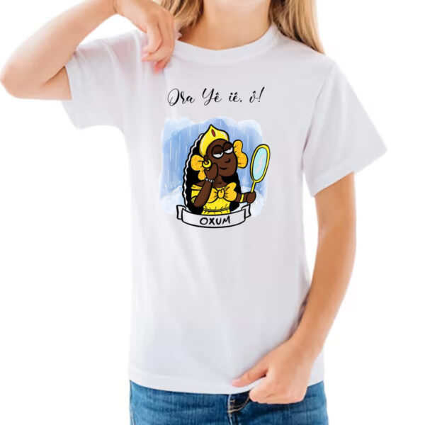 Camiseta Infanto Juvenil Orixas Cartoon Oxum Ora Ye ie o - Imagem 3