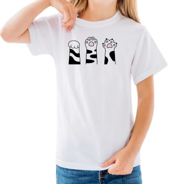 Camiseta Infanto Juvenil Pedra Papel Tesoura gato malhado - Imagem 3