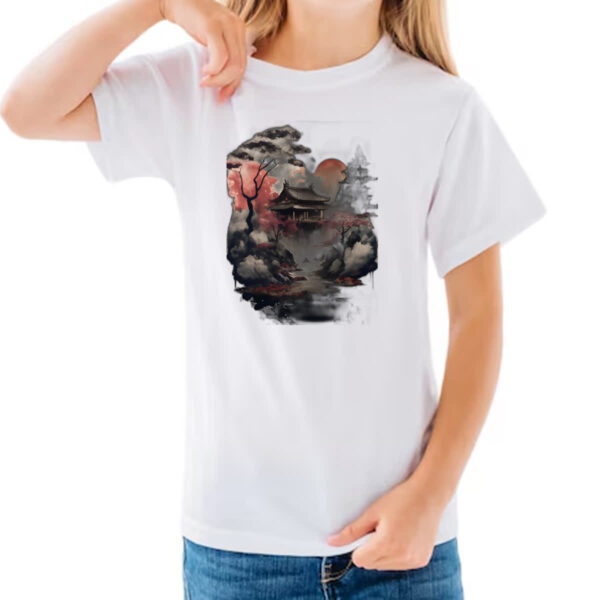 Camiseta Infanto Juvenil Paisagem Asia tinta a oleo - Imagem 3