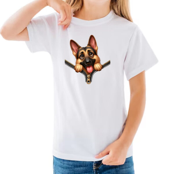 Camiseta Infanto Juvenil Pastor Alemao no Ziper - Imagem 3