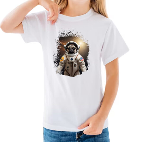 Camiseta Infanto Juvenil Pug astronauta - Imagem 3
