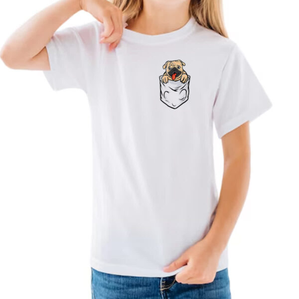 Camiseta Infanto Juvenil Pug no bolso - Imagem 3