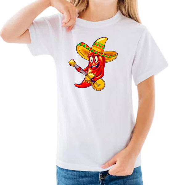 Camiseta Infanto Juvenil Pimenta sombrero serenata - Imagem 3