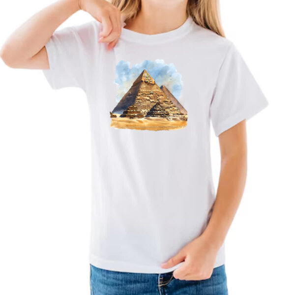 Camiseta Infanto Juvenil Piramide de Queops watercolor - Imagem 3
