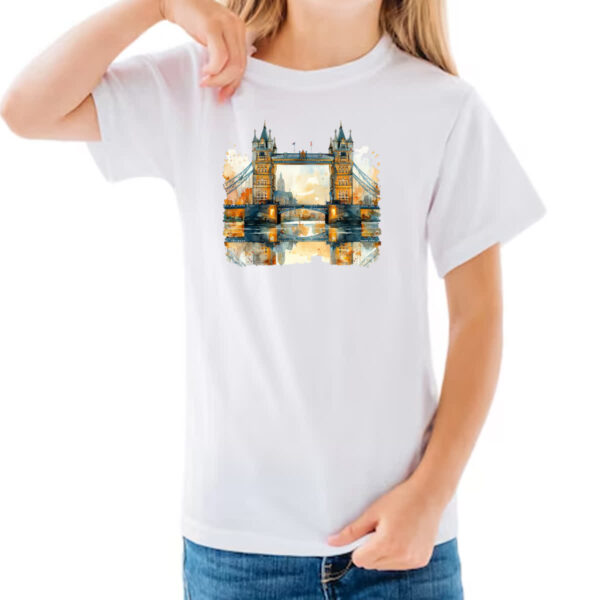 Camiseta Infanto Juvenil Ponte de Londres watercolor - Imagem 3