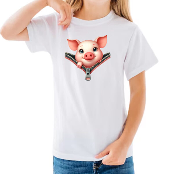 Camiseta Infanto Juvenil Porco no ziper - Imagem 3