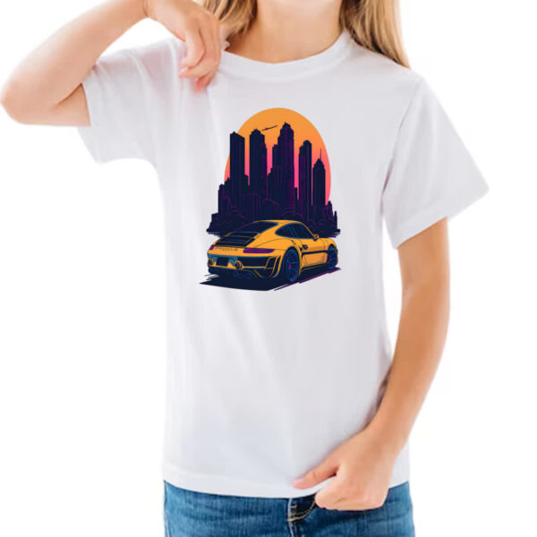 Camiseta Infanto Juvenil Porsche Amarelo Sunset - Image 3