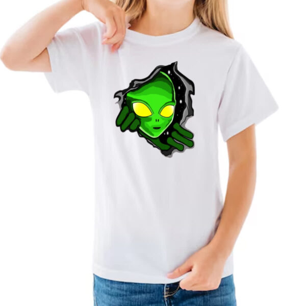 Camiseta Infanto Juvenil Portal dimensional com alienigena - Imagem 3
