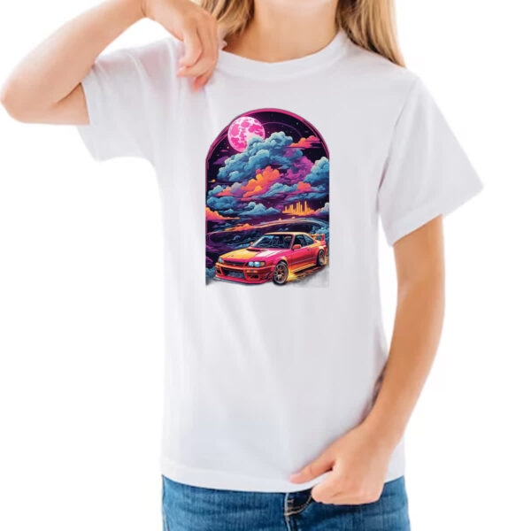 Camiseta Infanto Juvenil Racing Car Neon Art vibrant - Imagem 3