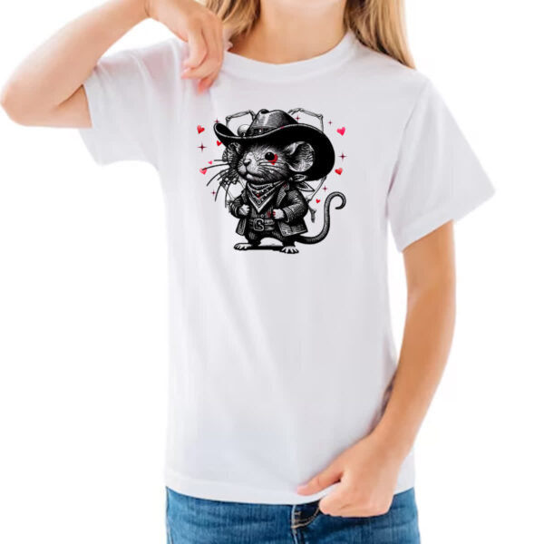 Camiseta Infanto Juvenil Rato cowboy grafite arte - Imagem 3