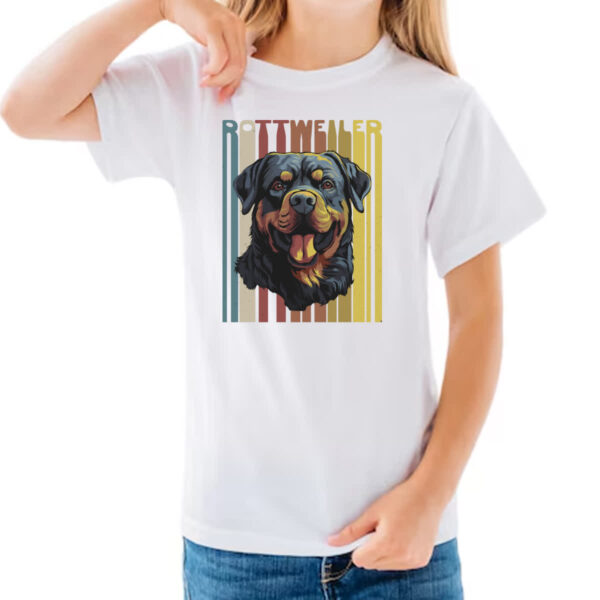 Camiseta Infanto Juvenil Rottweller retro vintage - Imagem 3