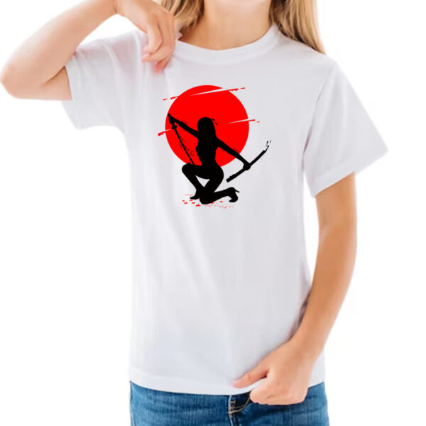Camiseta Infanto Juvenil Samurai girl silhueta - Imagem 3