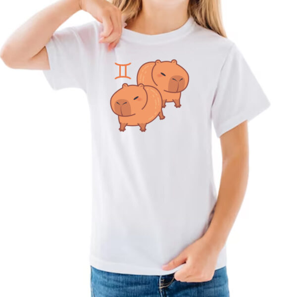 Camiseta Infanto Juvenil Signo Capivara Gemeos - Imagem 3