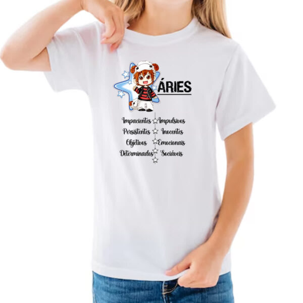 Camiseta Infanto Juvenil Signo Cute Aries - Imagem 3