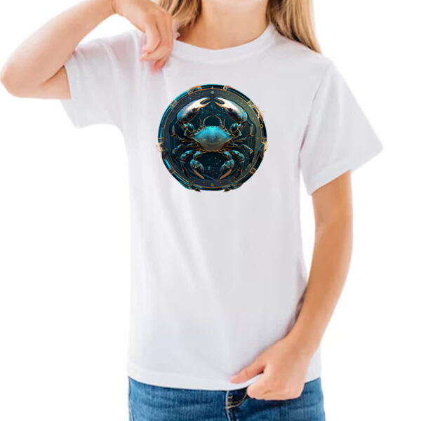 Camiseta Infanto Juvenil Signo de Cancer placa de luxo - Imagem 3