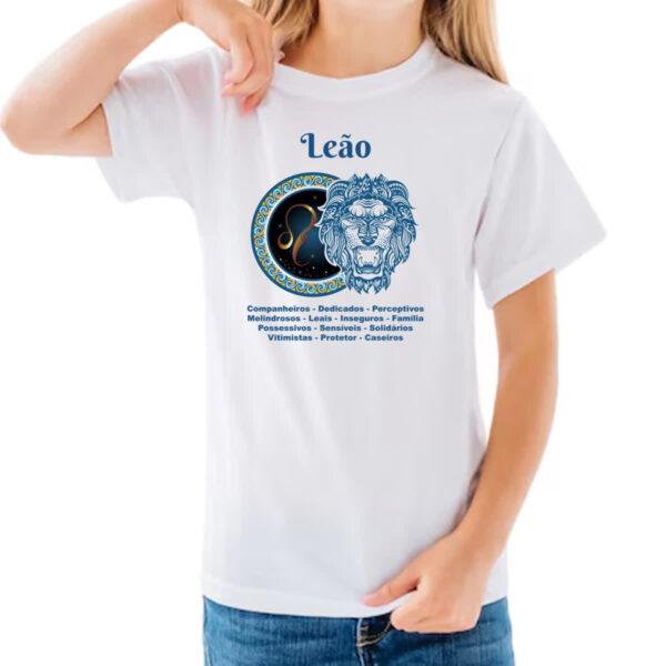 Camiseta Infanto Juvenil Signo de Leao adjetivos - Imagem 3