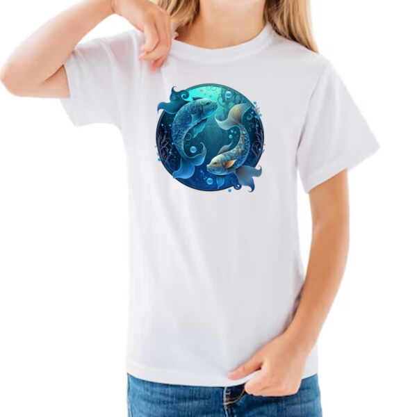 Camiseta Infanto Juvenil Signo de Peixes placa de luxo - Imagem 3