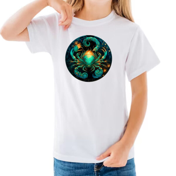 Camiseta Infanto Juvenil Signo de cancer logo de luxo - Imagem 3