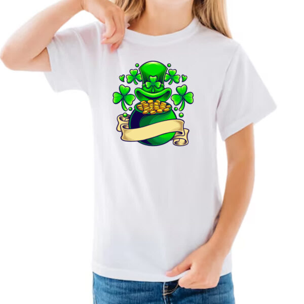 Camiseta Infanto Juvenil ST Patricks Day pote de ouro - Imagem 3