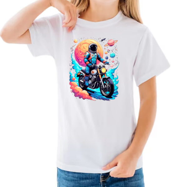 Camiseta Infanto Juvenil Astronauta Motoqueiro - Imagem 3