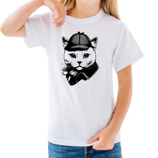 Camiseta Infanto Juvenil Sherlock Gato - Imagem 3
