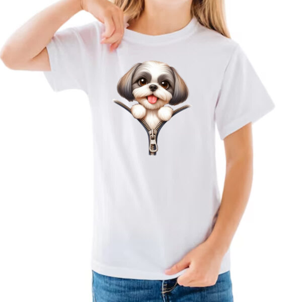 Camiseta Infanto Juvenil Shih Tzu no Ziper - Imagem 3