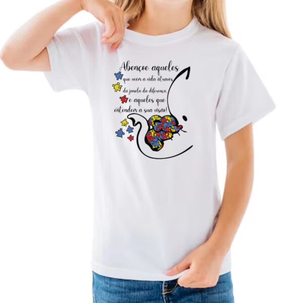 Camiseta Infanto Juvenil Autismo Abencoe janela da diferenca - Imagem 3