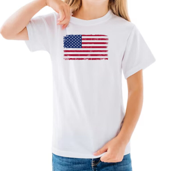 Camiseta Infanto Juvenil Bandeira USA Grunge Vintage - Imagem 3