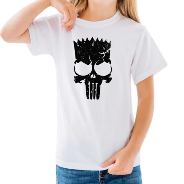 Camiseta Infanto Juvenil Bart Punisher Justiceiro Simbolo - Imagem 3