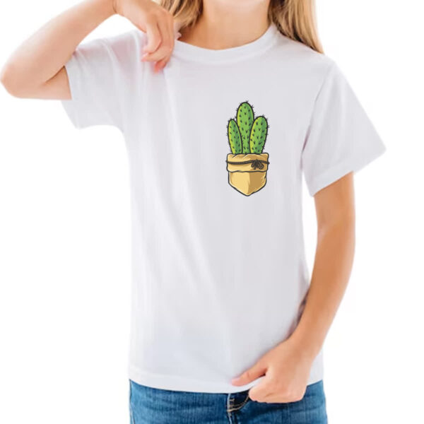 Camiseta Infanto Juvenil Bolso com cacto e laco - Imagem 3