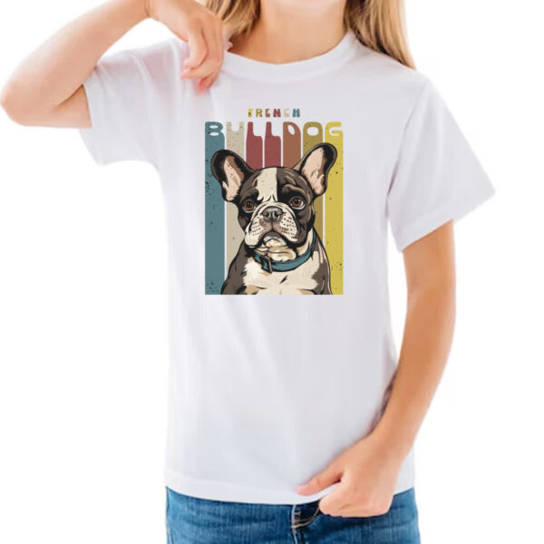 Camiseta Infanto Juvenil Buldogue Frances retro vintage - Imagem 3