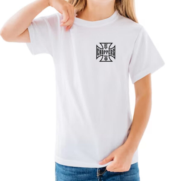 Camiseta Infanto Juvenil West coast chopper cruz vazada brasao - Imagem 3