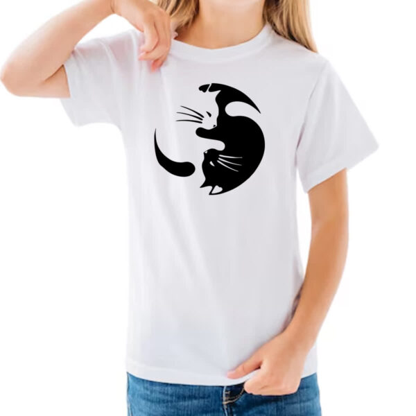 Camiseta Infanto Juvenil Yin e Yang Cats - Imagem 3
