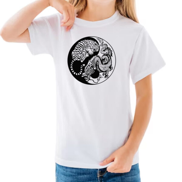 Camiseta Infanto Juvenil Yin e Yang Dragao e Tigre - Imagem 3